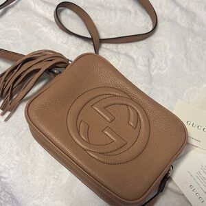 Gucci Brown Leather Crossbody Bag with Tassel